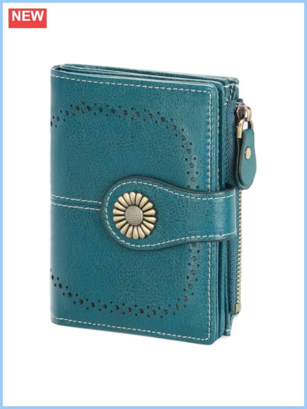Small Vegan Leather Bifold Wallet RFID Blocking Zip Coin Pocket